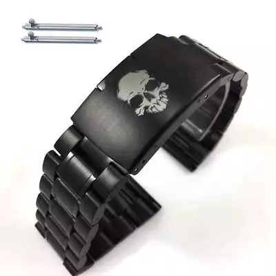 Steel Metal Bracelet Black Replacement Watch Band Strap Skull Collection #5016-4 • $24.95