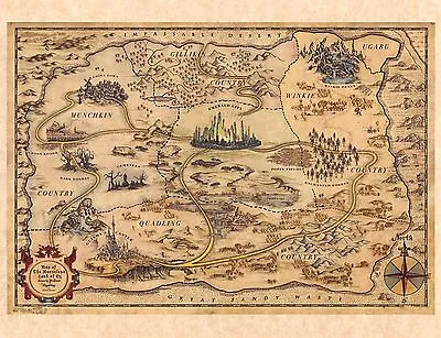 Wizard Of Oz Map Of The Marvelous Land Of Oz Dorothy Glenda Prop/Replica • $3.39