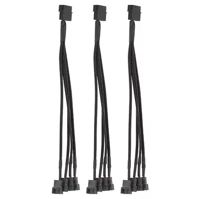 3pcs 1 To 4 Way Splitter Sleeved 4-Pin PWM Connector Fan Extension Cable Line • $9.34