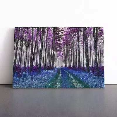 Path Through A Purple Forest In Abstract Flowers Canvas Wall Art Print Framed • £24.95