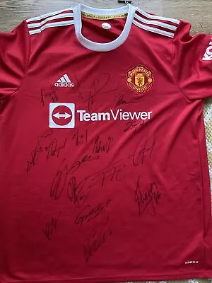 Manchester United Shirt 21/22 Home Shirt Signed By  17 Incl Ronaldo & Club COA • £365