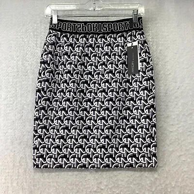 Marc Cain Women's Black White Geometric Pull On Straight & Pencil Skirt Size N1 • $44.99