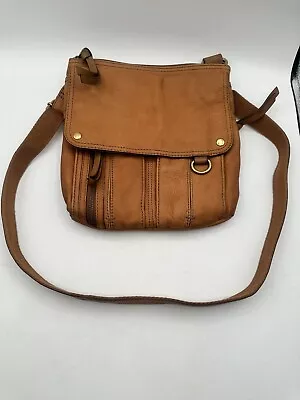 Fossil Morgan Zip Top Crossbody/Messenger Bag Saddle Tan Hide Vintage • $44.19