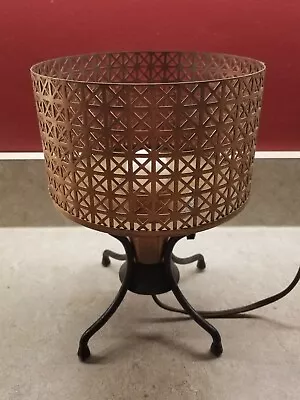 WORKS Vintage Copper Color Metal MCM Geometric Cutout Desk  Lamp Mid-Century USA • $65