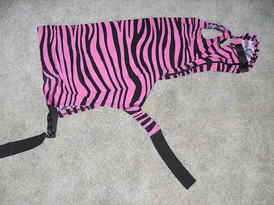 New Pink Zebra Lycra  Mane Stay Hood W/ Zipper Horse Size  X-large Tough One • $39