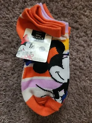 Disney Minnie Mouse No-Show Socks 10 Pairs Shoe Size 4-10 Women's Orange Blue  • $2.70