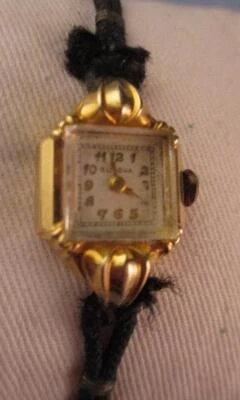 $160 • Buy Vtg Bulova 14K Gold Art Deco Ladies Wrist Watch Square Dial Beautiful