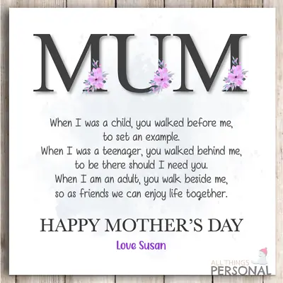 Poem Mothers Day Card Personalised For Mum Mother's Day Card From Son Daughter • £2.99