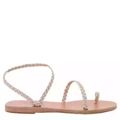 Ancient Greek Sandals Ladies Platinum Eleftheria Flat Sandals • $94.59