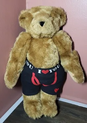 Authentic Vermont Teddy Bear Plush Heart Tattoo Kristen Jointed Brown Boxers 16  • $19.99