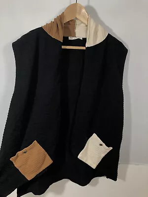 Margaret Winters Top Small Sweater Cardigan Vest Sleeveless Knit Artsy Knit • $20.25