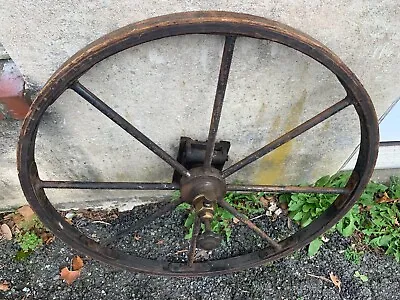 Antique 1800's 36  Wagon Wheel Steel 8 Spoke Wood Incased Coach Chariot RARE • $274.98