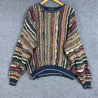 Croft & Barrow Jumper Mens XL Red Brown Ugly Coogi Style 3D Knit Vintage Sweater • $149.95