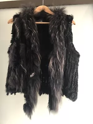 Rabbit Fur Vest Size Small Black/ Brown • £40