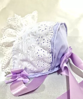 DREAM BABY GIRLS 0- 5 YEARS Summer Romany Cotton Broderie Trim Frillybonnet Hat • £9.99