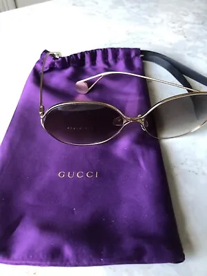 Ladies Gucci Sunglasses Brown Gradient Lense Gold Metal Frame Pearl Detail • £70