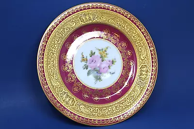 EPIAG Czechoslovakia PEERLESS  Heavy Gold Gilt Floral Dinner Plate 10.5  UNIQUE • $21.50