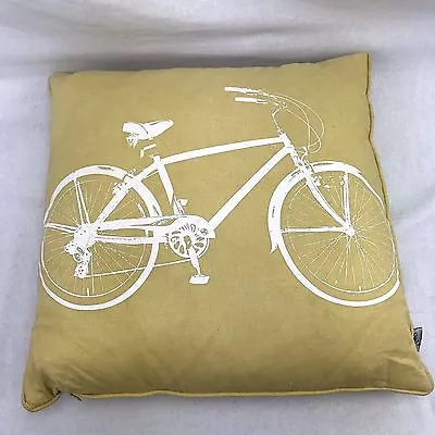 Bicycle Art Thro Pillow By Marlo Lorenz Yellow Insert Feather Down 17 X 17 • $35.99