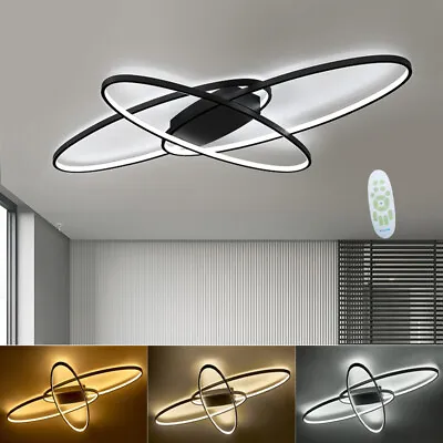 Modern LED Ceiling Lamp 3 Ring Lights Chandelier Pendant For Bedroom Living Room • £65.95