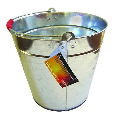 12 Litre Bucket Galvanised Metal Heavy Duty Fire Coal Ash Water Wooden Handle • £6.79