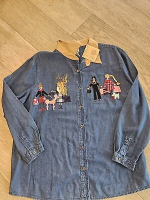 Vtg Bobbie Brooks 3x Denim Long Sleeve Button Up Shirt  Shopping Embroidered  • $24