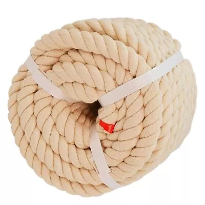 Twisted Cotton Rope 3/4 In X 100 Ft Natural Rope Thick Triplestrand Rope For C • $51.19