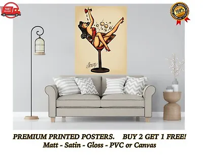 Sailor Jerry Tattoo Cocktail Pin Up Large Poster Art Print Gift A0 A1 A2 A3 A4 • £31.50