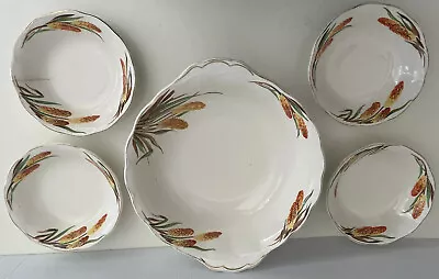 Grindley England Cream Petal Set China 1 Serving Bowl 4 Small Bowls Vintage • $24.22