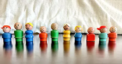 Vintage 1960's Fisher Price Little People - All Wood - Lot Of 10 • $9