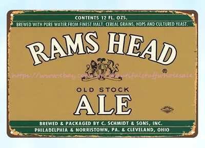 1960s Rams Head Ale Beer C. Schmidt & Sons Inc. Philadelphia PA Tin Sign Decor • $18.89