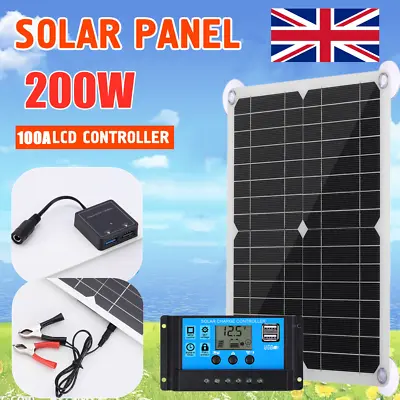 200W Solar Panel Kit Battery Charger 100A Controller RV Trailer Camper Van Boat • £25