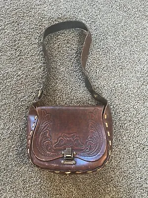 Vintage Hand Tooled Leather Saddle Bag • $40