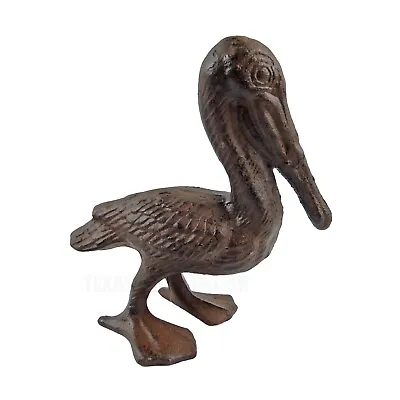 Pelican Cast Iron Figurine Statue Nautical Beach Garden Decor Rustic Brown • $31.95