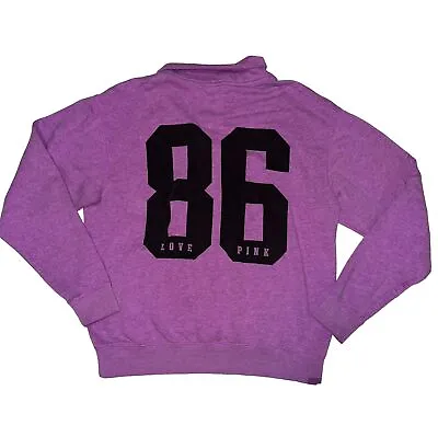 VS PINK Half Zip Pullover Small S Victoria’s Secret Sweatshirt Purple 86 Logo • $11.99