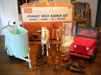 Vintage Marx Johnny West Sears Ranch Set Thunderbolt Jeep Trailer Box 1966 • $598.89