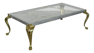 1970’s Mid-Century Modern Pace Brass And Chrome Coffee Table • $1545