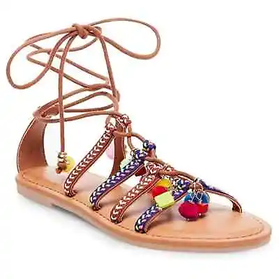 Mossimo Kayla Sandals Womens Size 7.5 Gladiator Shoes Boho Stappy Lace Up NWT • $16.98