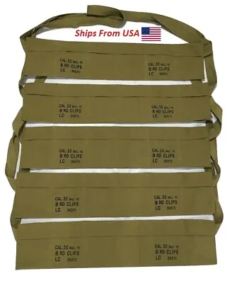 (Pack Of 5) WWII Army Cotton Cloth Bandolier For M1 Garand Cotton - US Olive • $29.44