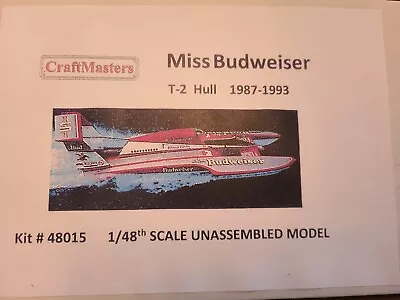 1/48 Scale Resin Model Hydroplane Kit Of Miss Budweiser 1987-93 T-2 Hull • $90