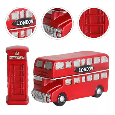 Vintage London Telephone Booth & Bus Statues - Home Bar Ornaments • £11.15