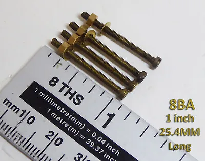 £3.99 • Buy 1x Pack 4 Brass 8BA  BA Bolts, Nuts, Washers For Model Aircraft Engine Mounting