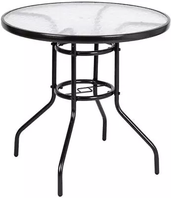 31.5  Round Patio Bistro Tempered Glass Table Top With Umbrella Hole Banquet NEW • $39.99