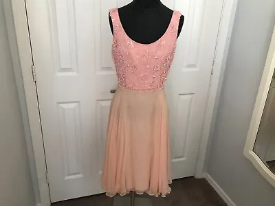 Vintage Victoria Royal LTD Chiffon Beaded  Pink/peach Cocktail Dress. • $65