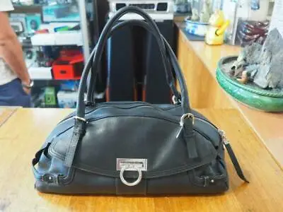 Salvatore Ferragamo Black Leather Hand Bag Shoulder Bag-Good Condition&Authentic • $149