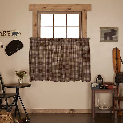 Rustic 36 X36  Tier Pair Brown Rod Pocket Kitchen Window Curtains VHC Brands • $29.95