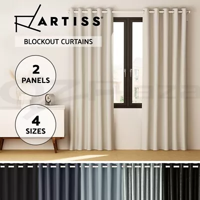 Artiss 2X Blockout Curtain Blackout Window Curtain Draperies Pair Eyelet Bedroom • $31.95