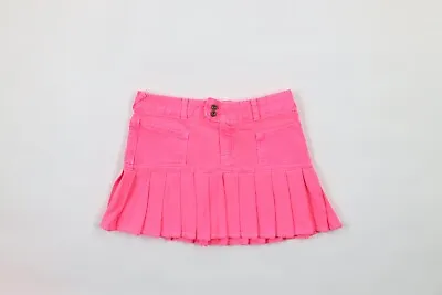 NOS Vintage Y2K Von Dutch Womens XS Spell Out Denim Jean Mini Skirt Pink USA • $44.95