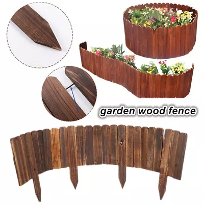 Wooden Picket Fence Panel Log Roll Border Lawn Edging Spiked Log Flower Fence • £24.25