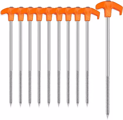 10 Pack Tent Stakes Heavy Duty 10 Inch Screw In Tree Stake Kits Tent Pegs Campi • $10.60