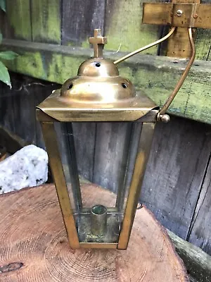 Vintage Brass ETERNAL FLAME GRAVE LANTERN Wall Mounted Crypt Tomb Candle Holder • £59.97